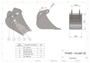 Godet 20 cm - Accessoires pour mini-pelle