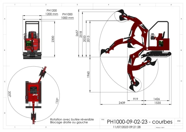 Fiche technique mini-pelle Phoenix 1000